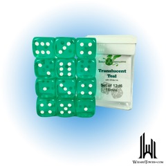 SET OF 12D6 DICE: TRANSLUCENT TEAL